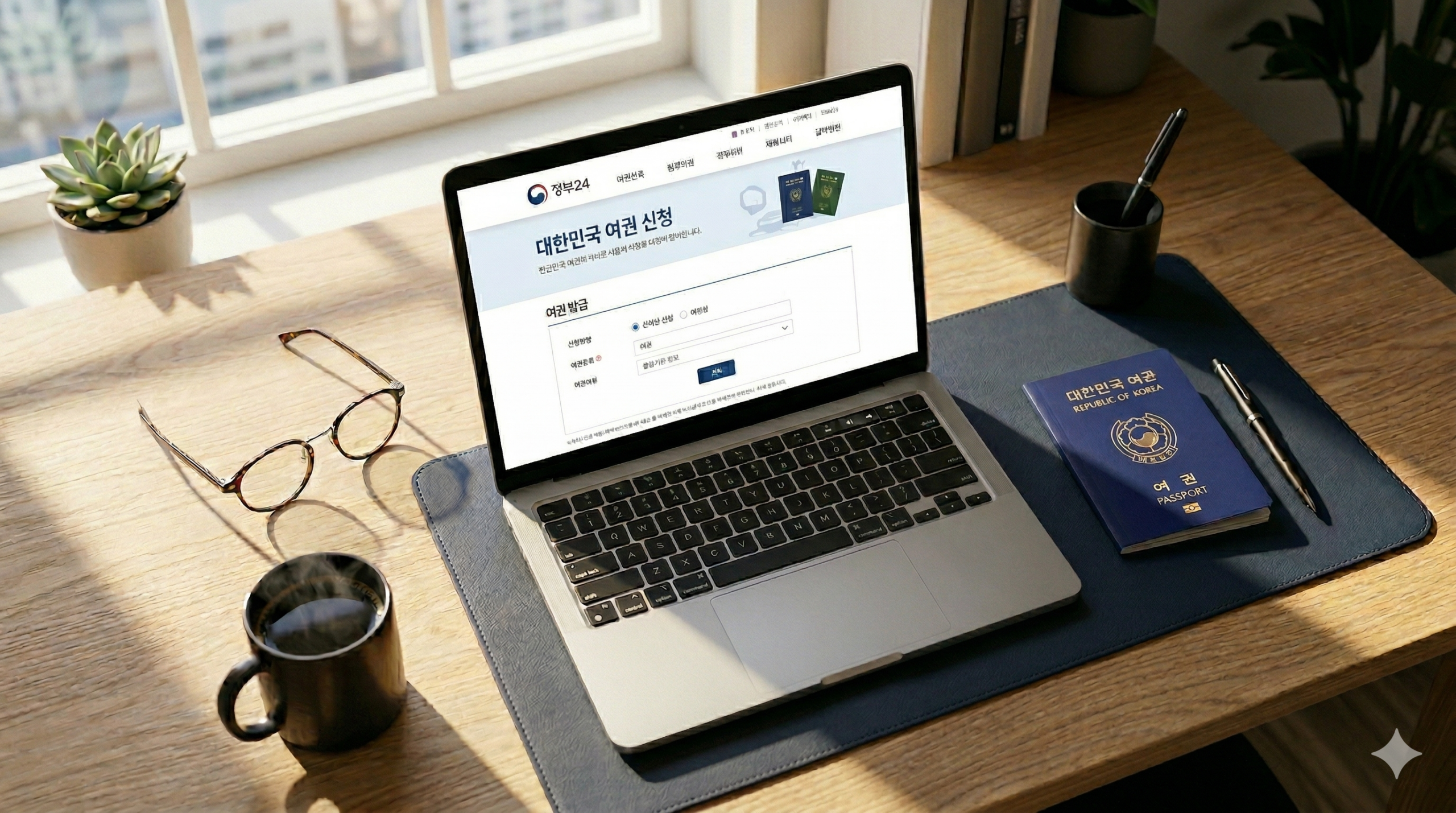 정부24를 통해 온라인으로 여권 재발급을 신청하는 스마트한 모습